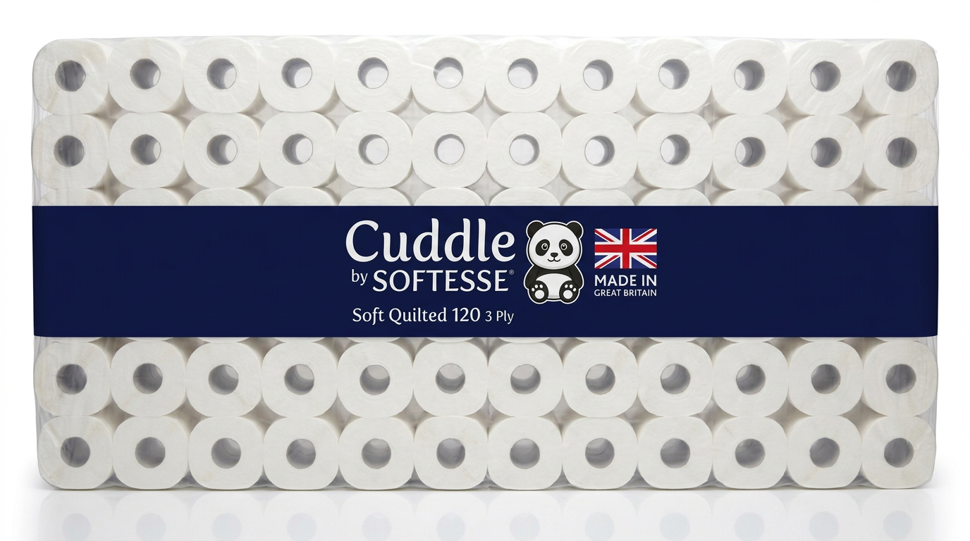 120 SOFTESSE Cuddle 3-ply soft quilted toilet rolls bulk pyramid pack